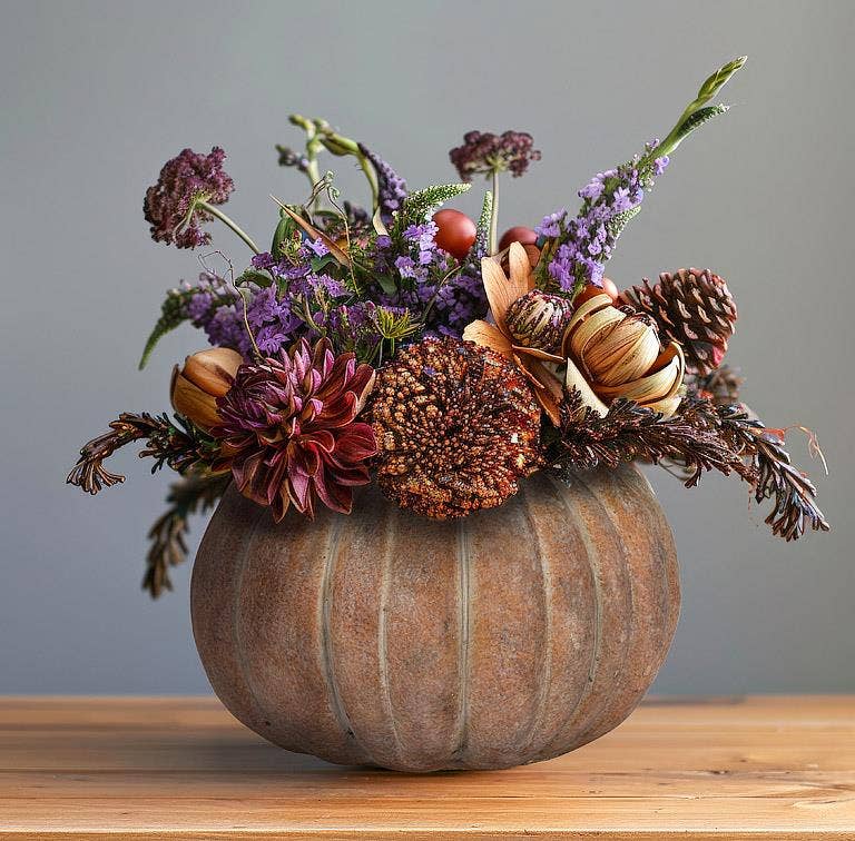 Cement Pumpkin Planter: Large Tall (9.5"H)