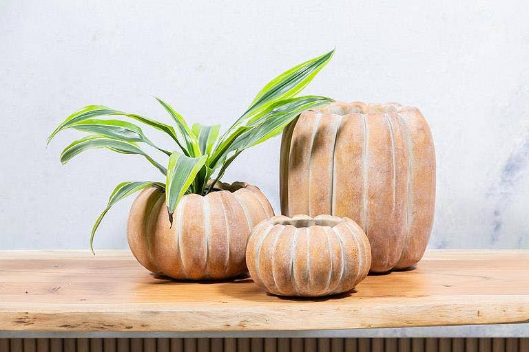 Cement Pumpkin Planter: Large Tall (9.5"H)