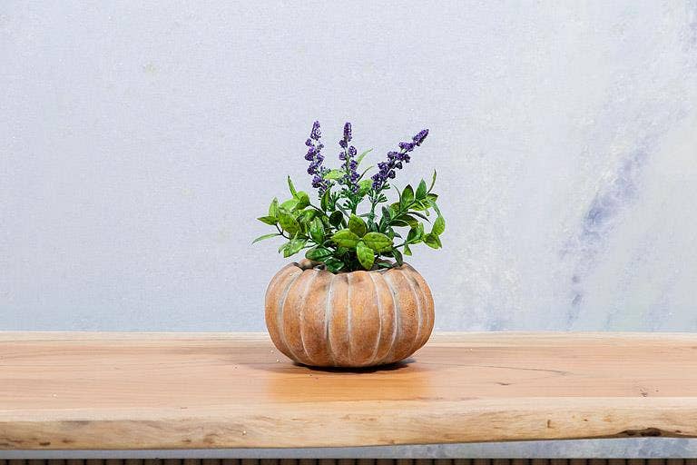 Cement Pumpkin Planter: Large Tall (9.5"H)